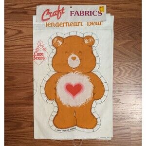 VTG Care Bear Tenderheart Birthday Bear Plush Cut Sew Panels Fabric Deadstock